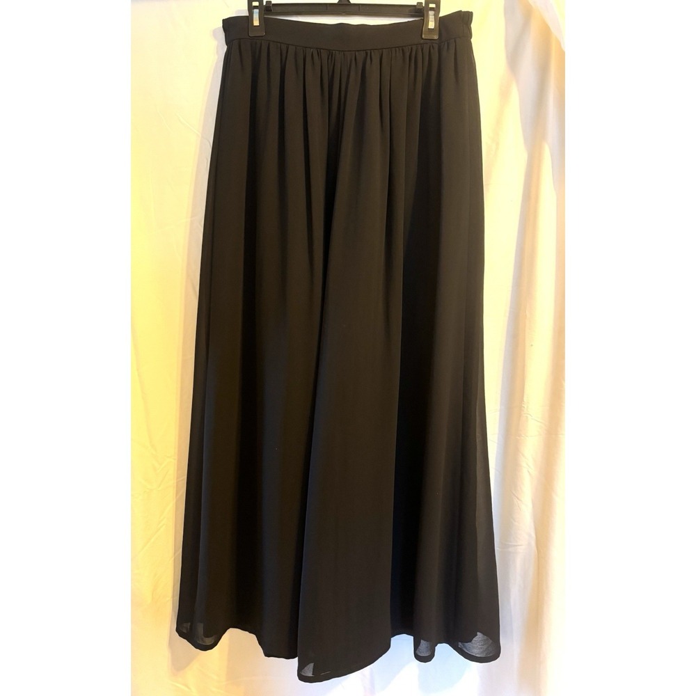 Adrianna Papell Evening Black Flowing Sheer Lined Dress Pants‎ Sz 14